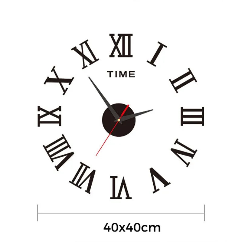 Relógio de Parede com Números Romanos em Acrílico 3D